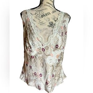Loft 100% silk lined sleeveless laced top Sz 14